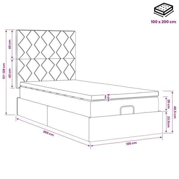 vidaXL Ottoman posteľ s matracom a LED Tmavohnedá 100 x 200 cm Látka – Obrázok 12