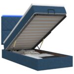 vidaXL Ottoman posteľ s matracom a LED Modrá 100 x 200 cm Látka