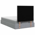 vidaXL Ottoman posteľ s matracom a LED Svetlosivá 120 x 200 cm Látka – Obrázok 8