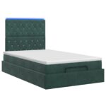 vidaXL Ottoman posteľ s matracom a LED Tmavozelená 120 x 200 cm Zamat – Obrázok 7