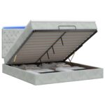vidaXL Ottoman posteľ s matracom a LED Svetlosivá 140 x 190 cm Zamat