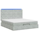 vidaXL Ottoman posteľ s matracom a LED Svetlosivá 140 x 190 cm Zamat – Obrázok 7