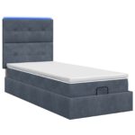 vidaXL Ottoman posteľ s matracom a LED Tmavosivá 90 x 190 cm Zamat – Obrázok 7