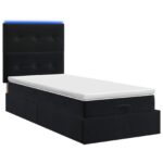 vidaXL Ottoman posteľ s matracom a LED Čierna 90 x 190 cm Zamat – Obrázok 7