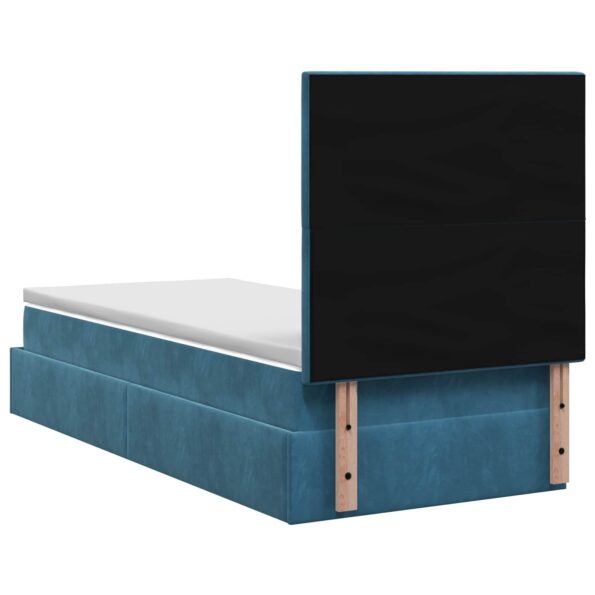 vidaXL Ottoman posteľ s matracom a LED Tmavo modrá 100 x 200 cm Zamat – Obrázok 8