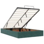 vidaXL Ottoman posteľ s matracom a LED Tmavozelená 120 x 200 cm Zamat – Obrázok 4