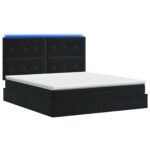 vidaXL Ottoman posteľ s matracom a LED Čierna 140 x 190 cm Zamat – Obrázok 7
