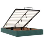 vidaXL Ottoman posteľ s matracom a LED Tmavozelená 140 x 190 cm Zamat – Obrázok 4