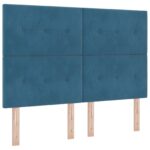 vidaXL Ottoman posteľ s matracom a LED Tmavo modrá 140 x 190 cm Zamat – Obrázok 3