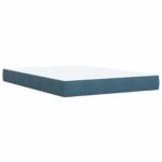 vidaXL Ottoman posteľ s matracom a LED Tmavo modrá 140 x 190 cm Zamat – Obrázok 5