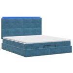 vidaXL Ottoman posteľ s matracom a LED Tmavo modrá 140 x 190 cm Zamat – Obrázok 7