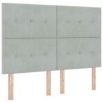vidaXL Ottoman posteľ s matracom a LED Svetlosivá 140 x 200 cm Zamat – Obrázok 3