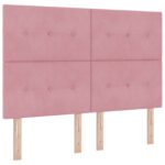 vidaXL Ottoman posteľ s matracom a LED Ružová 140 x 200 cm Zamat – Obrázok 3