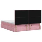 vidaXL Ottoman posteľ s matracom a LED Ružová 140 x 200 cm Zamat – Obrázok 8