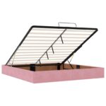 vidaXL Ottoman posteľ s matracom a LED Ružová 180 x 200 cm Zamat – Obrázok 4
