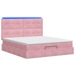 vidaXL Ottoman posteľ s matracom a LED Ružová 180 x 200 cm Zamat – Obrázok 7