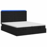 vidaXL Ottoman posteľ s matracom a LED Čierna 180 x 200 cm Látka – Obrázok 7