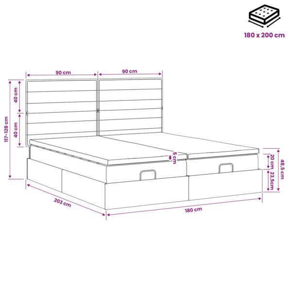 vidaXL Ottoman posteľ s matracom a LED Modrá 180 x 200 cm Látka – Obrázok 12