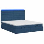 vidaXL Ottoman posteľ s matracom a LED Modrá 180 x 200 cm Látka – Obrázok 7