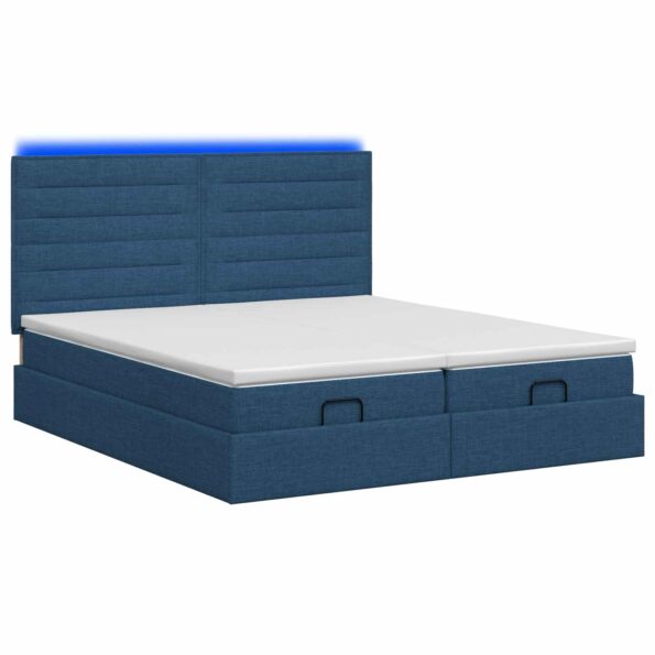 vidaXL Ottoman posteľ s matracom a LED Modrá 180 x 200 cm Látka – Obrázok 7