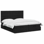 vidaXL Ottoman posteľ s matracom a LED Čierna 160 x 200 cm Látka – Obrázok 2
