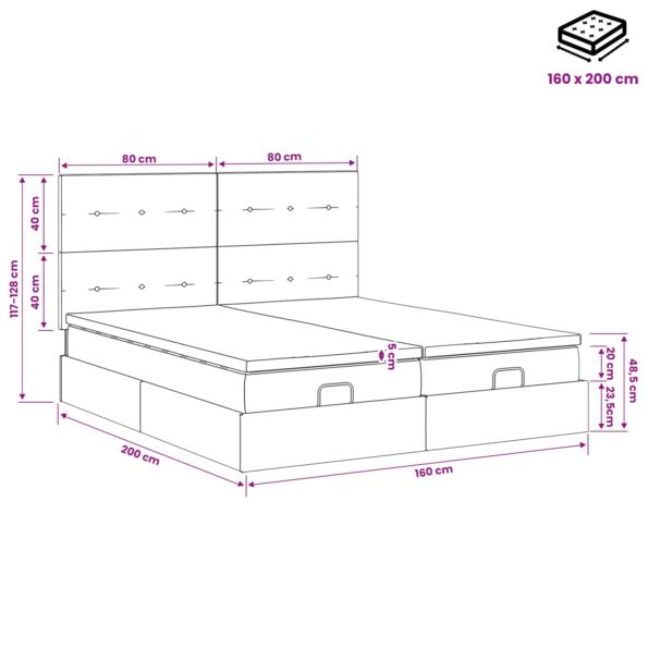 vidaXL Ottoman posteľ s matracom a LED Sivohnedá 160 x 200 cm Látka – Obrázok 12
