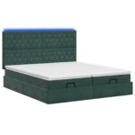 vidaXL Ottoman posteľ s matracom a LED Tmavozelená 200 x 200 cm Zamat – Obrázok 7