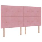 vidaXL Ottoman posteľ s matracom a LED Ružová 180 x 200 cm Zamat – Obrázok 3