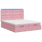 vidaXL Ottoman posteľ s matracom a LED Ružová 180 x 200 cm Zamat – Obrázok 7