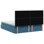 vidaXL Ottoman posteľ s matracom a LED Tmavo modrá 200 x 200 cm Zamat – Obrázok 8