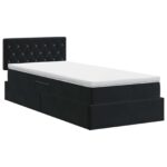 vidaXL Úložná posteľ s čelnou doskou Čierna 90 x 200 cm Zamat – Obrázok 7