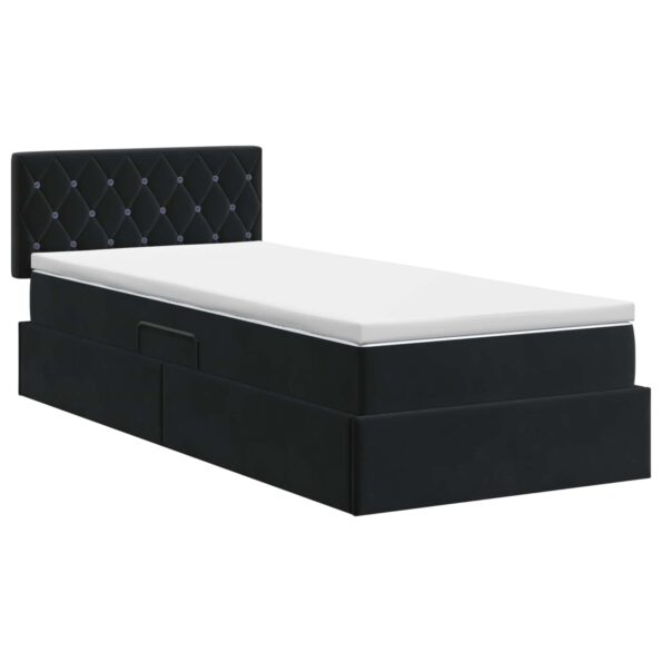 vidaXL Úložná posteľ s čelnou doskou Čierna 100 x 200 cm Zamat – Obrázok 7