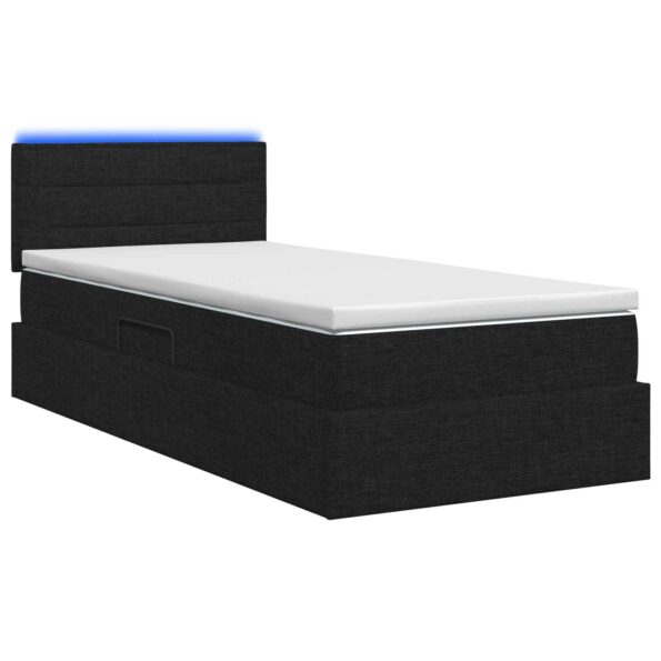 vidaXL LED úložná posteľ s matracom Čierna 100 x 200 cm Látka – Obrázok 7