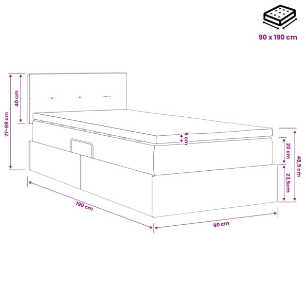 vidaXL LED úložná posteľ s matracom Modrá 90 x 190 cm Látka – Obrázok 12