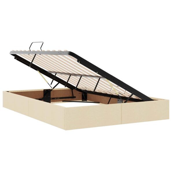 vidaXL LED úložná posteľ s matracom Krémová 140 x 190 cm Látka – Obrázok 4