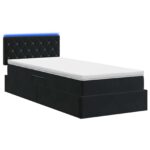 vidaXL LED úložná posteľ s matracom Čierna 100 x 200 cm Zamat – Obrázok 7