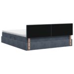 vidaXL LED úložná posteľ s matracom Tmavosivá 180 x 200 cm Zamat – Obrázok 8