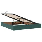 vidaXL LED úložná posteľ s matracom Tmavozelená 180 x 200 cm Zamat – Obrázok 4