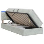 vidaXL LED úložná posteľ s matracom Svetlosivá 90 x 190 cm Zamat