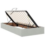 vidaXL LED úložná posteľ s matracom Svetlosivá 200 x 200 cm Zamat – Obrázok 4