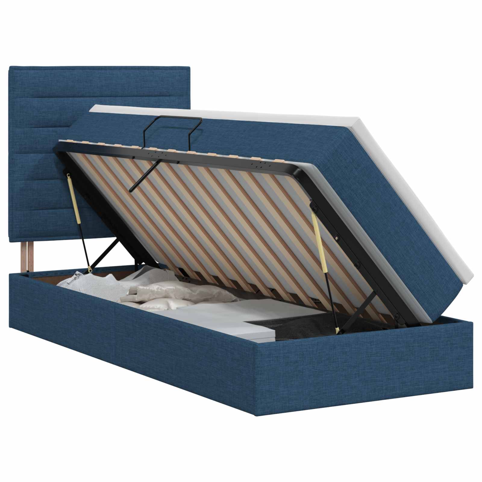 3459419_1.jpg vidaXL Postel s úložným prostorem a matrací Modrá 90 x 200 cm látka – Obrázok 1