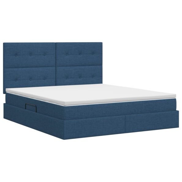 vidaXL Postel s úložným prostorem a matrací Modrá 140 x 200 cm látka – Obrázok 7
