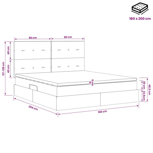 vidaXL Postel s úložným prostorem a matrací Sivohnedá 180 x 200 cm – Obrázok 11