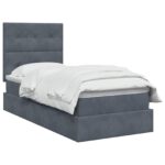 vidaXL Postel s úložným prostorem a matrací Tmavosivá 90 x 190 cm – Obrázok 2