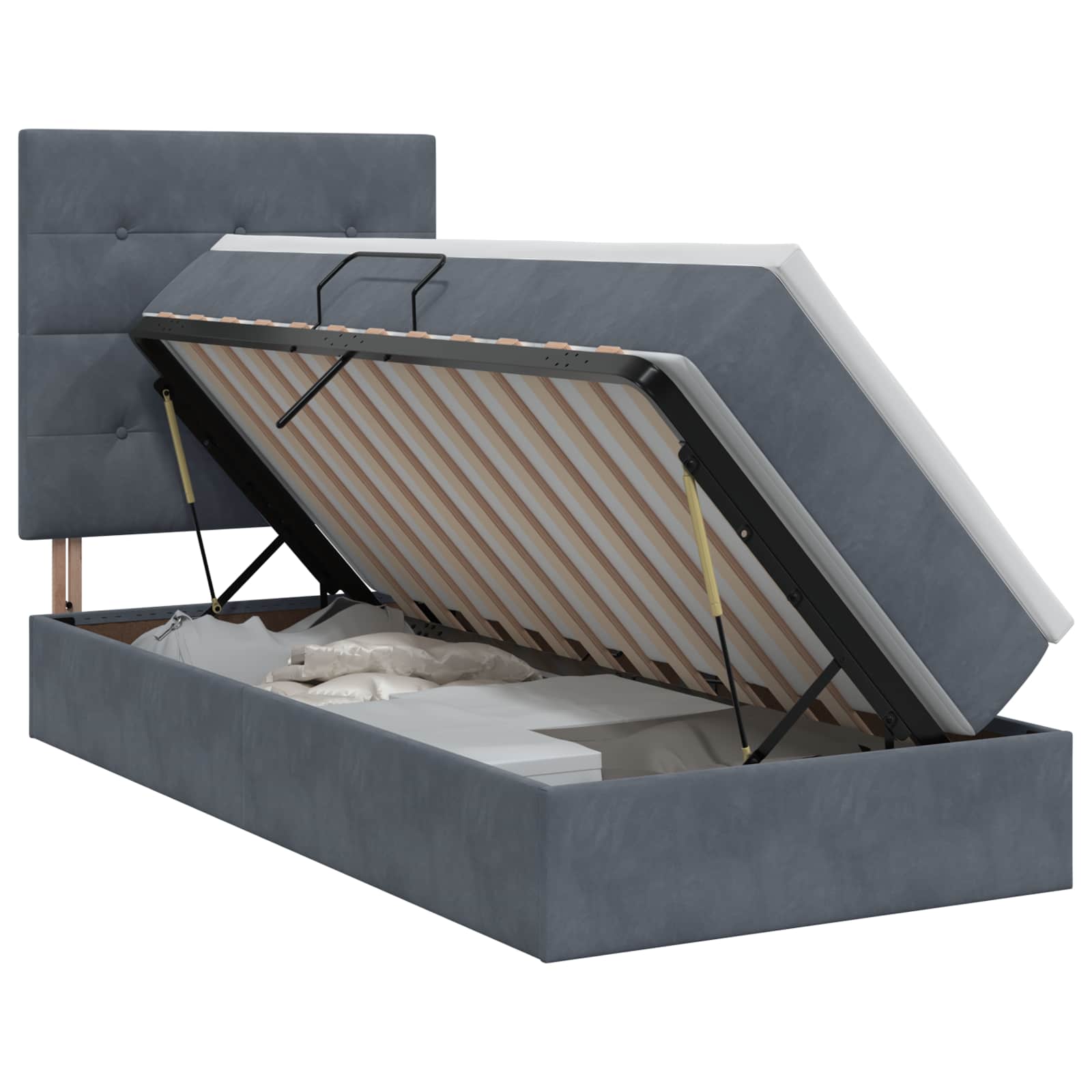 3459664_1.jpg vidaXL Postel s úložným prostorem a matrací Tmavosivá 90 x 200 cm – Obrázok 1
