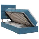 vidaXL Postel s úložným prostorem a matrací Tmavomodrá 90 x 200 cm