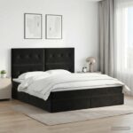 vidaXL Postel s úložným prostorem a matrací Čierna 180 x 200 cm Zamat