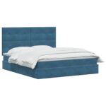 vidaXL Postel s úložným prostorem a matrací Tmavomodrá 180 x 200 cm – Obrázok 2