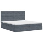 vidaXL Postel s úložným prostorem a matrací Tmavosivá 200 x 200 cm – Obrázok 7