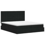 vidaXL Úložná posteľ s čelnou doskou Čierna 180 x 200 cm Látka – Obrázok 8